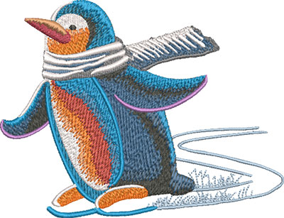 Penguin Skate embroidery design