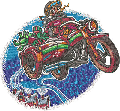 flying santa embroidery design