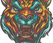 tiger head mascot embroidery design