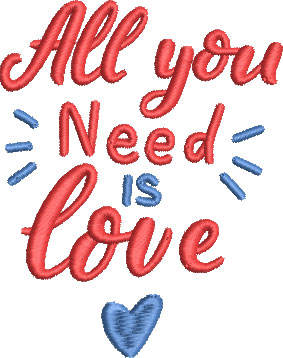 all you need is love embroidery design