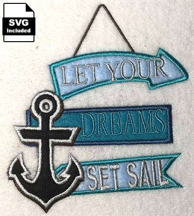 dreams set sail embroidery design