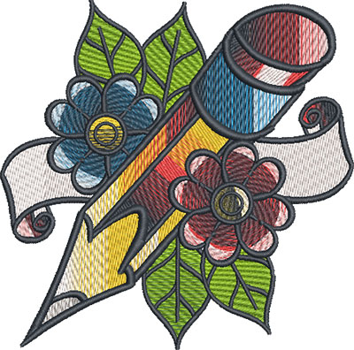 tattoo pencil embroidery design