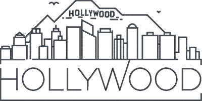 hollywood city skylines embroidery design