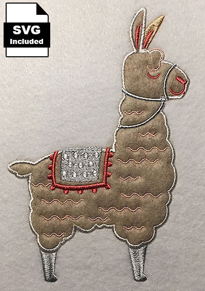 Llama applique embroidery design