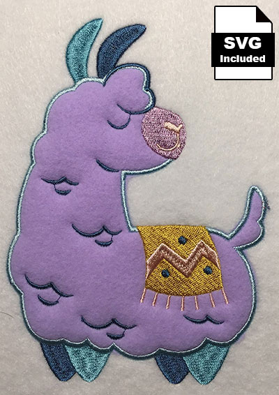 Llama applique embroidery design