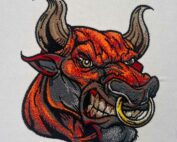 bull mascot embroidery design
