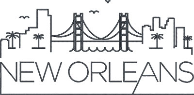 New Orleans city skylines embroidery design