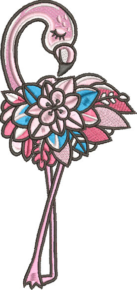 summer flower flamingo embroidery design