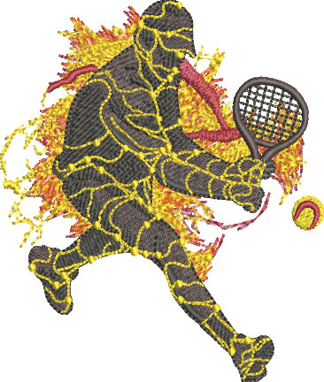 lava tennis player embroidery design