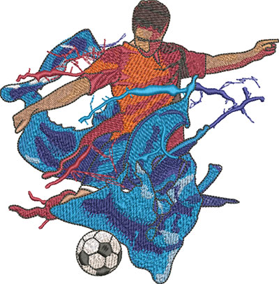 splash soccer player embroidery design