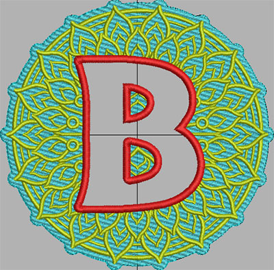 mandala terrycloth monogram b embroidery design