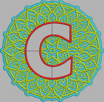 mandala terrycloth monogram c embroidery design