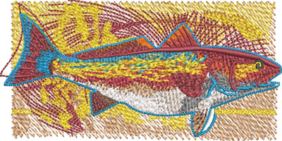 funky redfish embroidery design