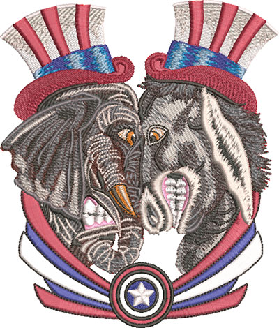 political face off embroidery design