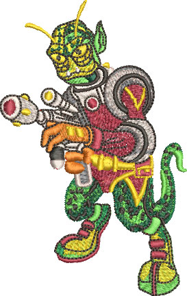 alien reptilian embroidery design
