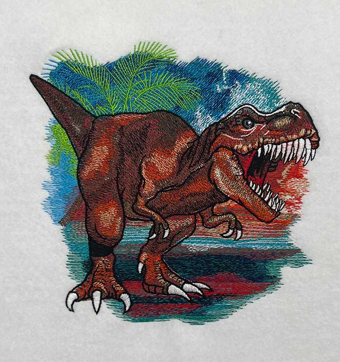 Roaring T-Rex embroidery design