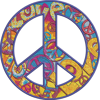 decorative peace symbol embroidery design