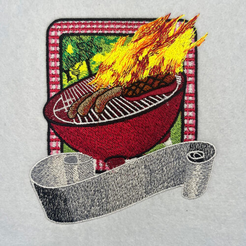 BBQ grill embroidery design