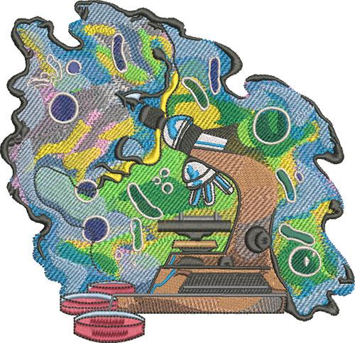 science microscope embroidery design