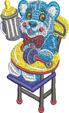 Teddy Bear High Chair Embroidery Design