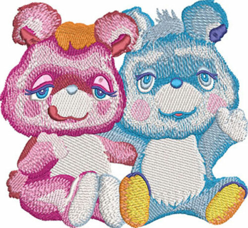 watercolor bear couple embroidery design