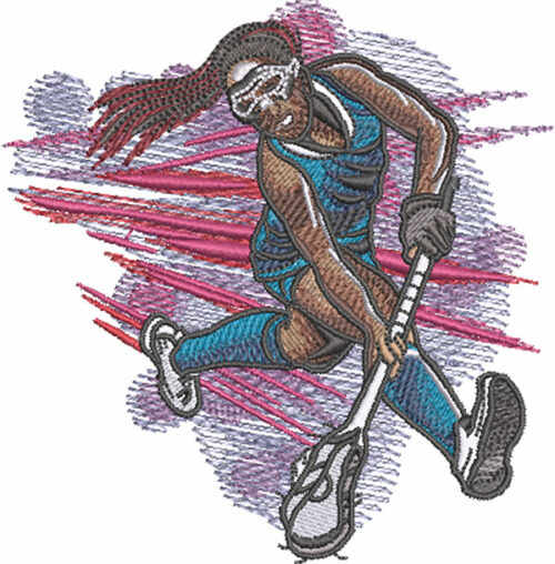 girl lacrosse scoop embroidery design
