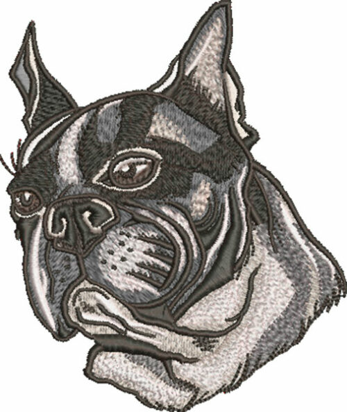Boston Terrier head embroidery design