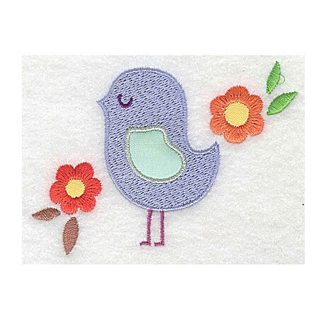 Bird Applique Wing With Flowers Design
