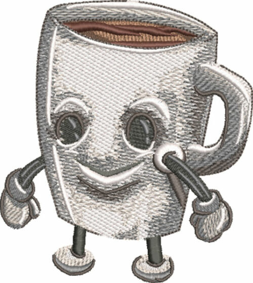 coffee cup cartoon embroidery design