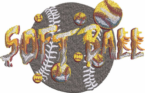 stone type softball embroidery design
