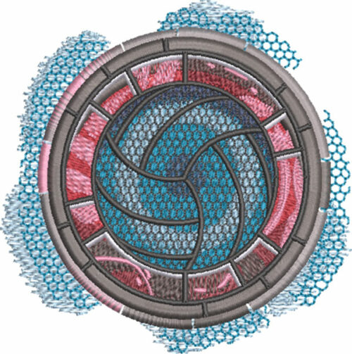 volleyball sport medallion embroidery design