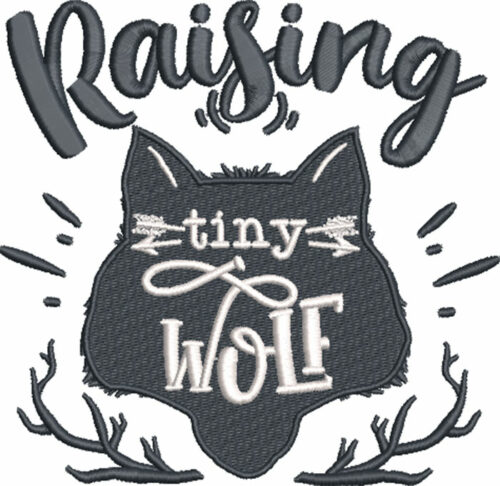 raising tiny wolves embroidery design