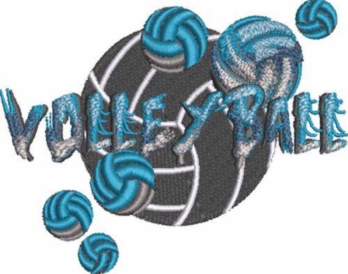 stone type volleyball embroidery design