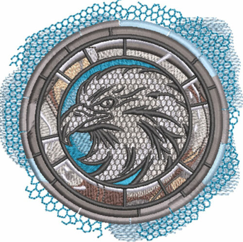 eagle mascot medallion embroidery design