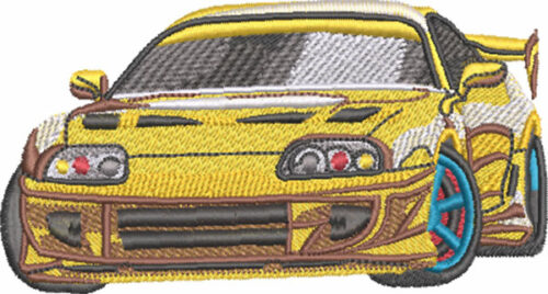 sleek sports car embroidery design