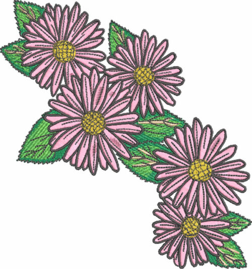 daisy cluster embroidery design