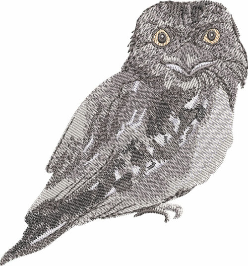 frogmouth embroidery design