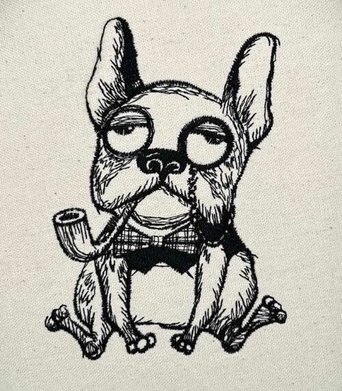 bulldog smoking pipe embroidery design