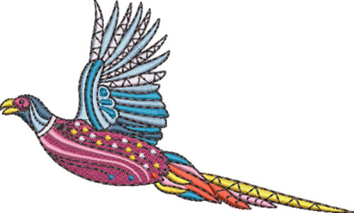 graphic pheasant embroidery design
