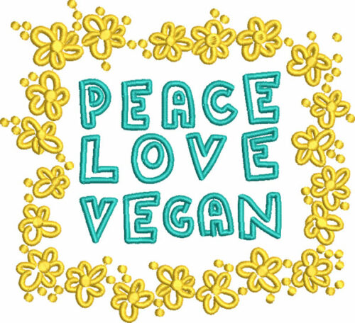 peace love vegan embroidery design