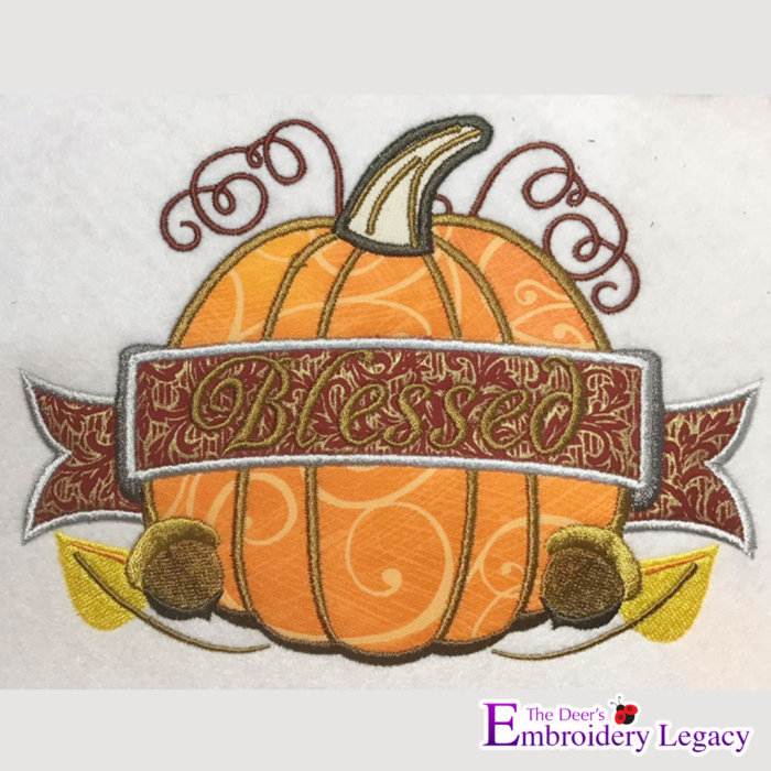 Blessed Pumpkin Applique Embroidery Design