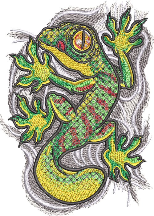 gecko cling embroidery design