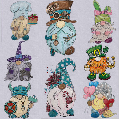 Gnome embroidery design bundle
