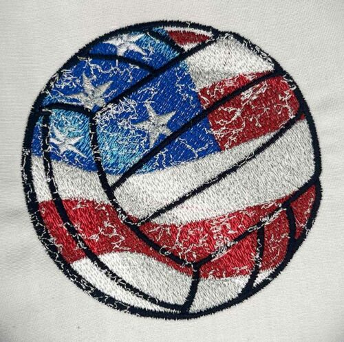 distressed volleyball embroidery design