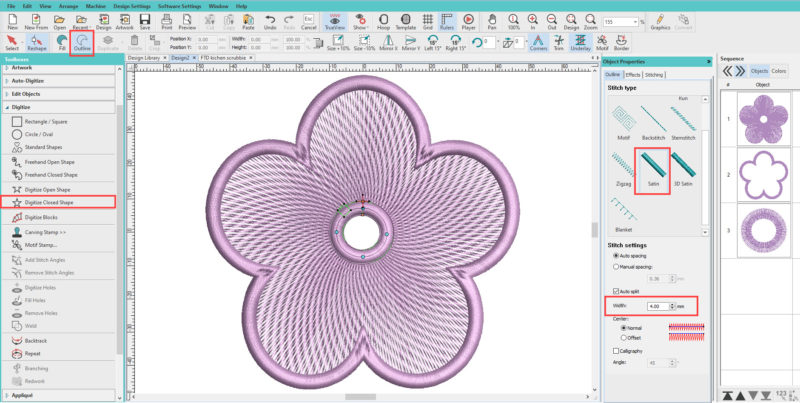 Hatch Embroidery Software Tutorial: Partial Applique Tool