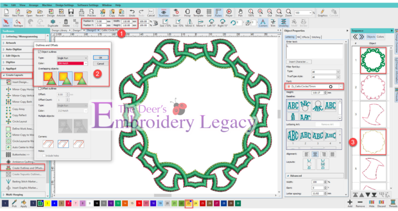 Hatch Embroidery Design Software celtic step 1-3