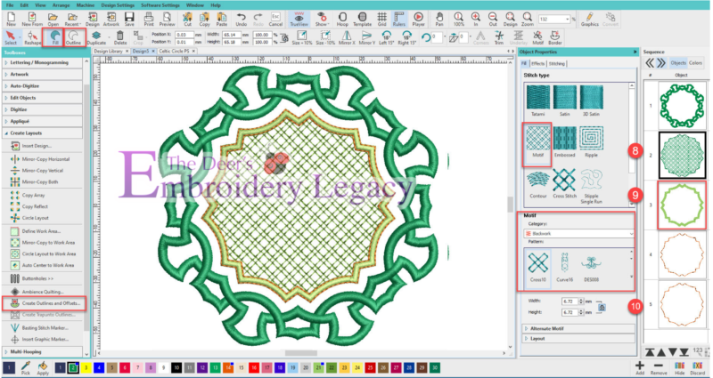 Hatch Embroidery Design Software celtic step 8-10
