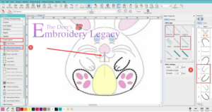 Hatch Embroidery Software bunny stuffie step 4-5