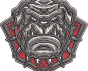 Bulldog head mascot embroidery design
