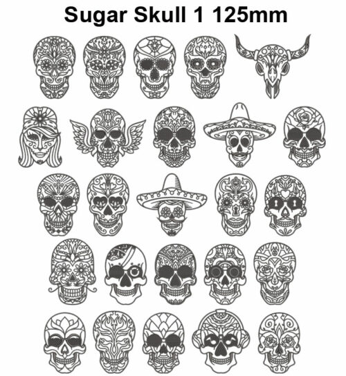 Sugar Skull ESA Font Embroidery Design